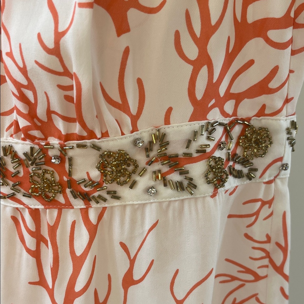 MICHAEL Michael Kors Silk Coral Print Halter Top with Embellished Waist, Size 10 - Picture 11 of 16